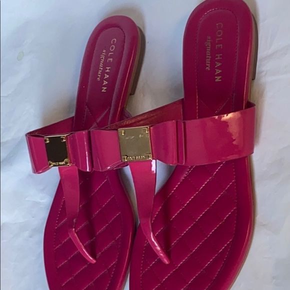 Cole Haan hot pink bow flip flops size 6 EUC - Picture 5 of 7